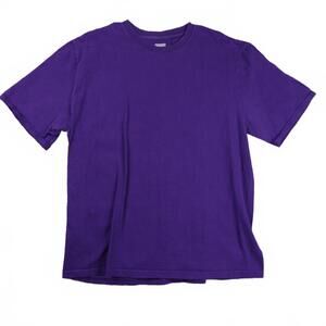 Y2K Jerzees Purple Solid Color Tee Unisex Large 100% Cotton